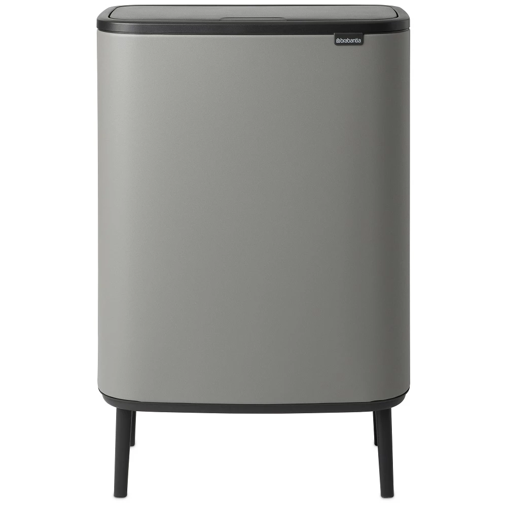 BRABANTIA Bo Touch Bin Hi szelektív waste collection Soft-Close cover raised lábakon standing plastic container XXL 2x30L - O size steel betonszürke ásványi textúra - 130663