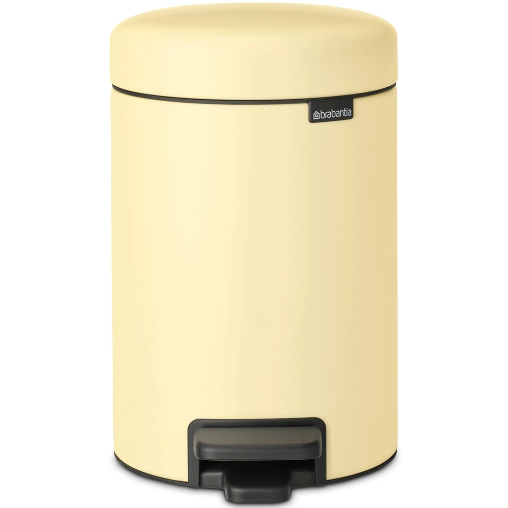 BRABANTIA NewIcon pedálos hulladékgyűjtő szagmentesen záródó Soft-Close fedél műanyag tartály 3L - V méret acél kellemes sárga - 233760