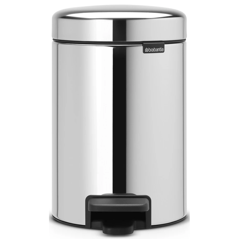 BRABANTIA NewIcon pedal waste collection szagmentesen záródó Soft-Close lid plastic container 3L - V size r.m. steel bright - 113147