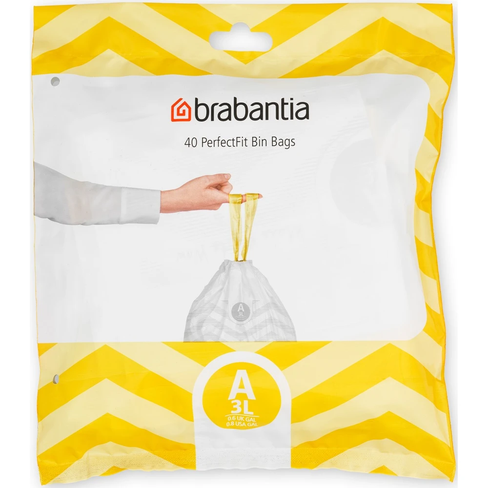 BRABANTIA PerfectFit szemeteszsák A méret 3-5L visszazárható adagoló csomag 40 zsák/csomag - 137600