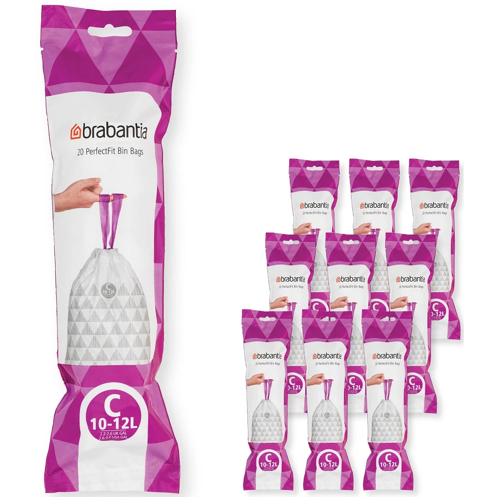 BRABANTIA PerfectFit rubbish bag C size 10-12L Multipack 200 bag 10 roll 20 zsák/tekercs - 137983