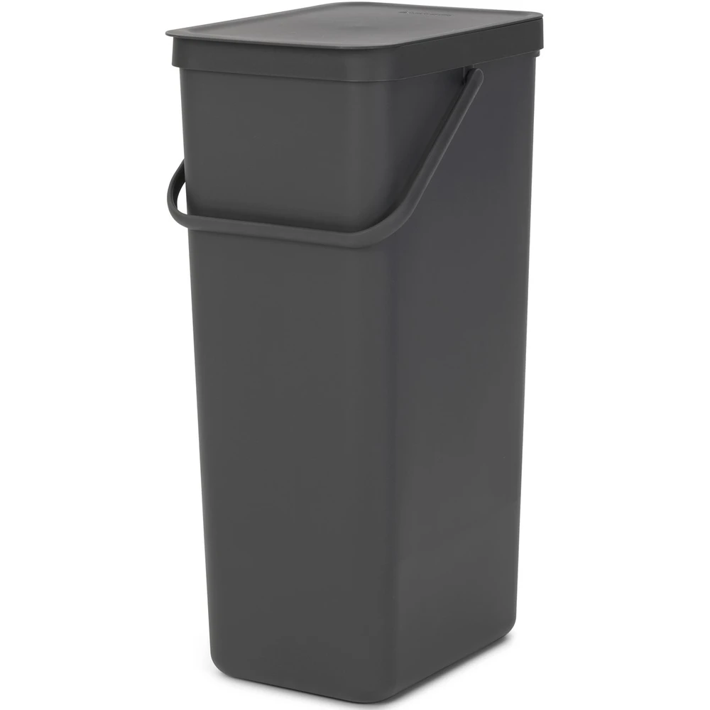 BRABANTIA Sort & Go konyhai szemetes felnyitható fedéllel fogantyúval szelektív és komposzt gyűjtéséhez 40L - L méret sötét szürke - 251047