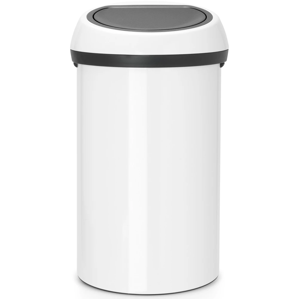 BRABANTIA Touch Bin nyomófedeles hulladékgyűjtő XXL 60L - H méret fehér acél test fehér fedő - 108686