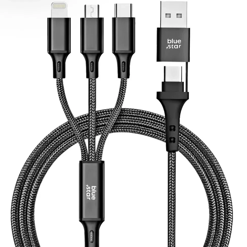 USB 2.0 + USB 2.0 Type C Lightning Átalakító Fekete 1.2m ---