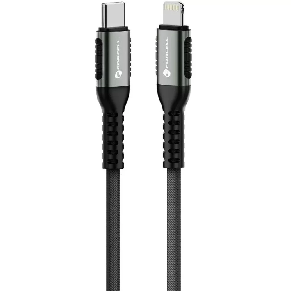 FORCELL USB 2.0 Type C Lightning Töltő/adat Black 1.2m ---