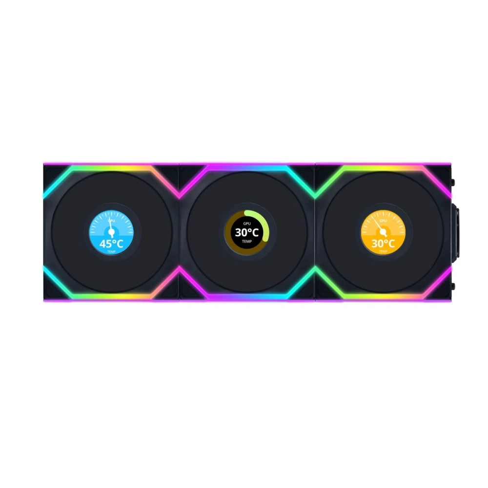 LIAN LI UNI FAN SL Wireless LCD 120 schwarz 3 klumpig