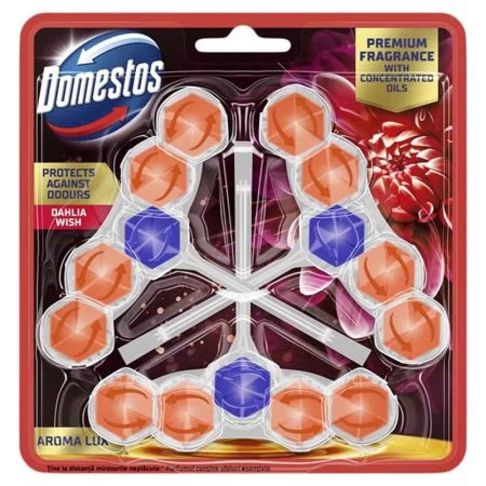 DOMESTOS Aroma Lux WC frissítő blokk dália és sárkánygyümölcs 3db