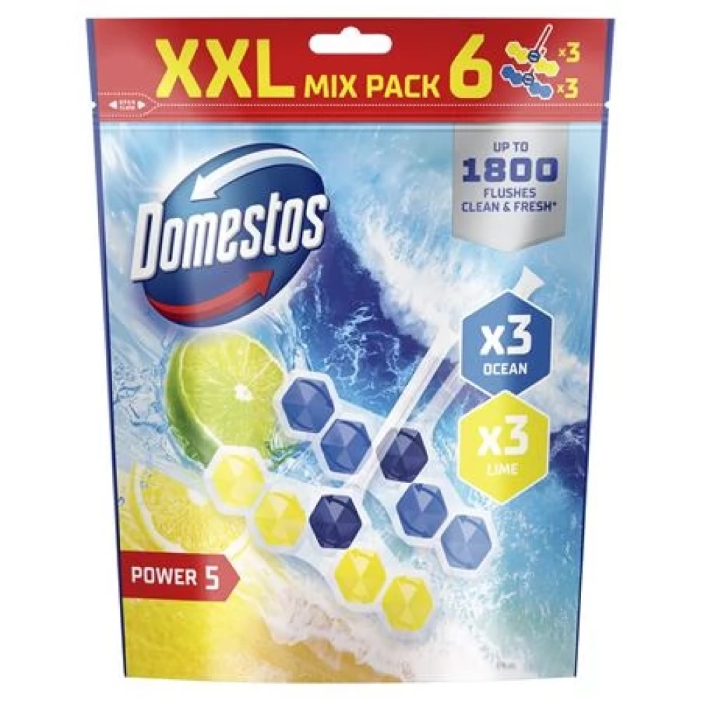 DOMESTOS Power 5 WC frissítő blokk óceán és lime 6db