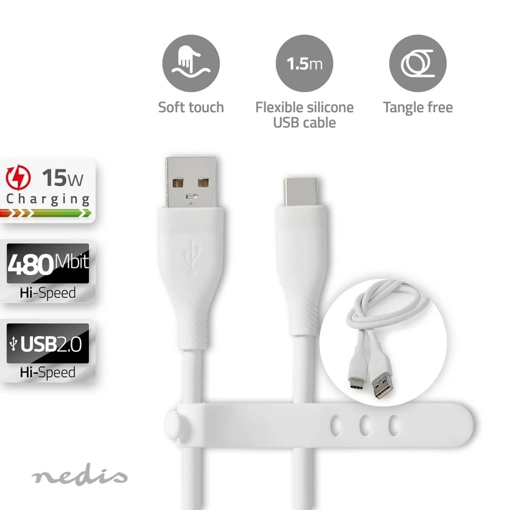 NEDIS USB 2.0 Type C Convertor Alb 1.5m CCGB60800WT15