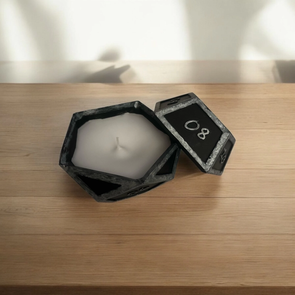 D12 form candle gypsum holder 12X10cm black and silver