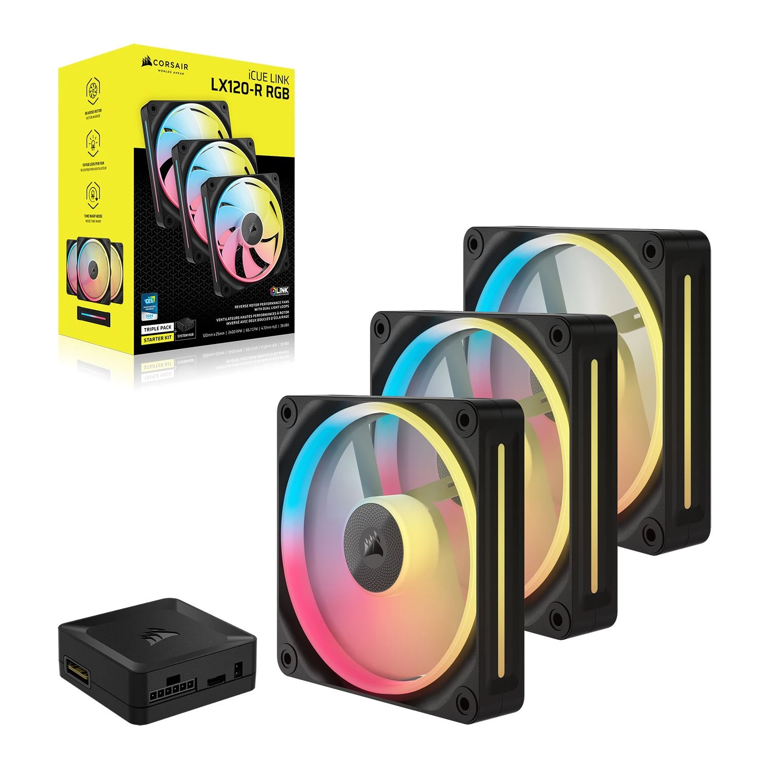 CORSAIR iCUE LINK LX120-R RGB 3 pieces set controller reverse vane