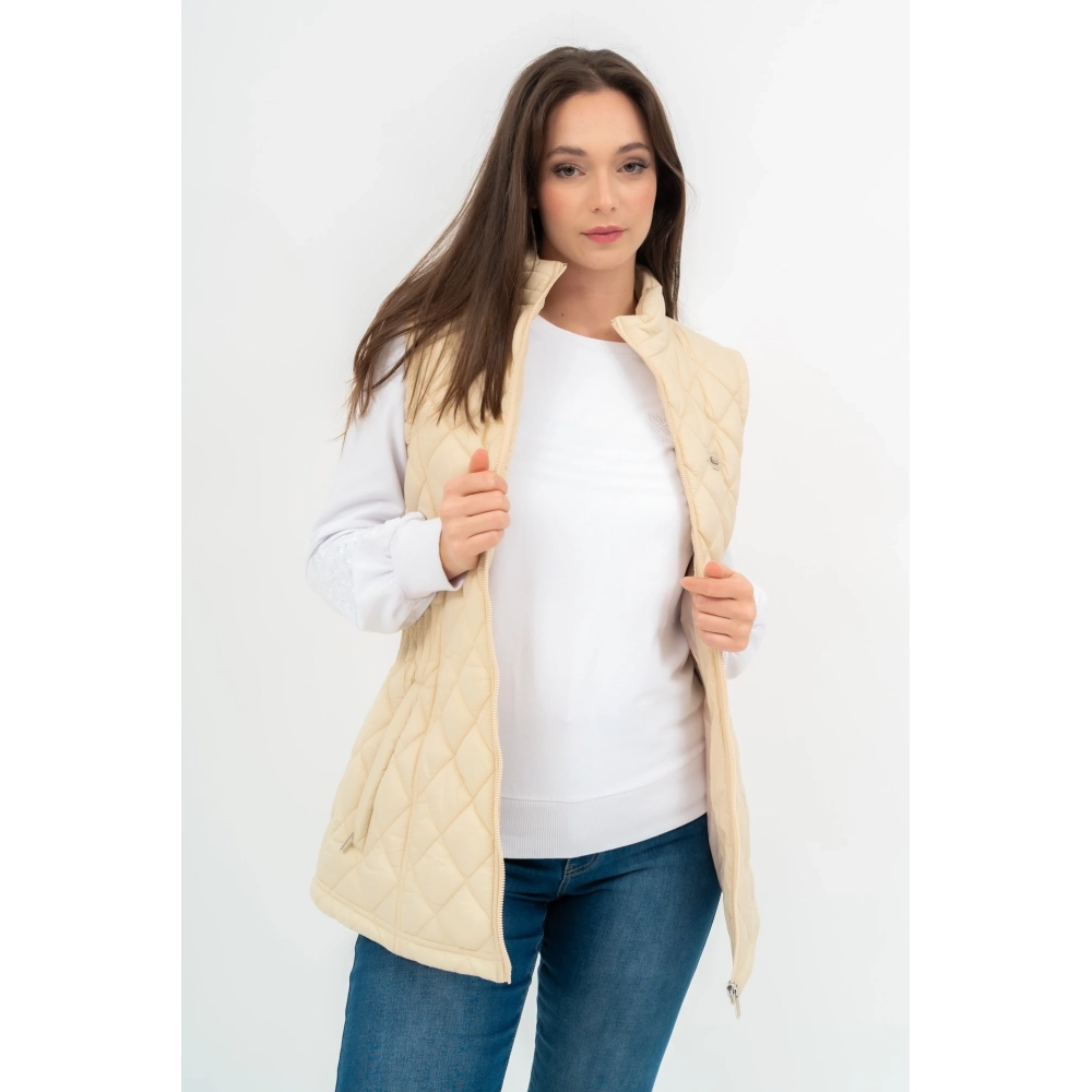 BUDMIL Thin steppelt mellény Female L beige