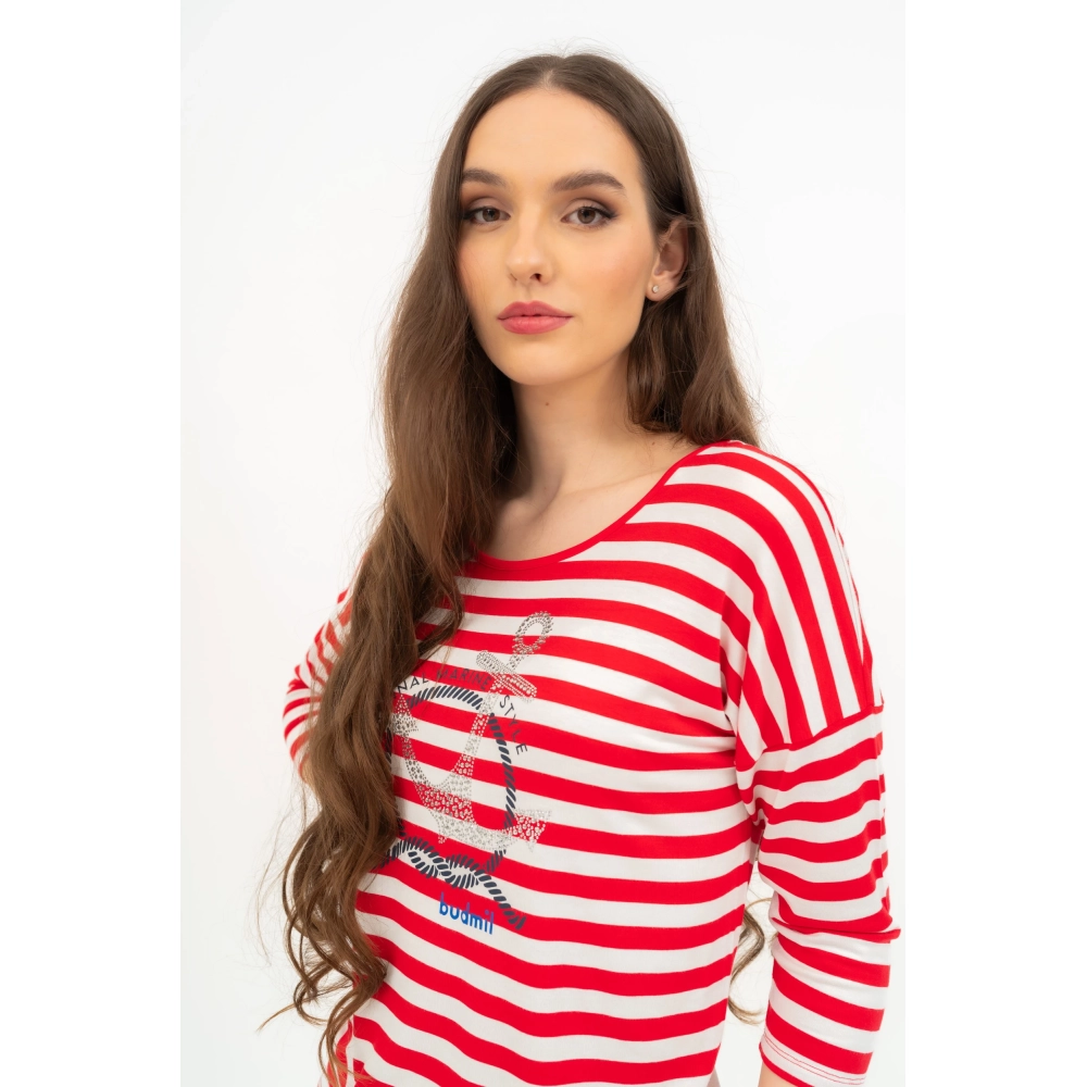BUDMIL 3/4-es sleeve polo Female XS Red White
