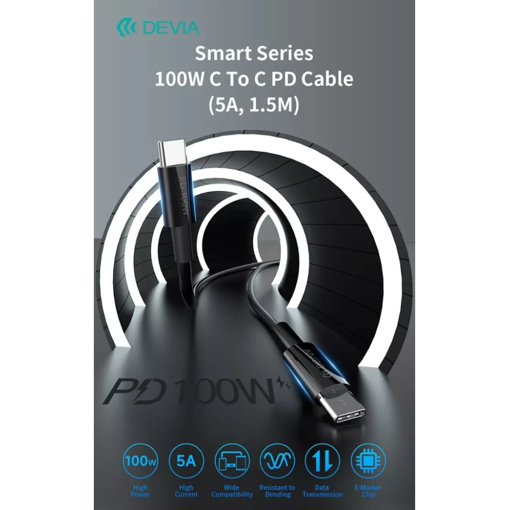 DEVIA USB 2.0 Type C veza Crno 1.5m ST111110