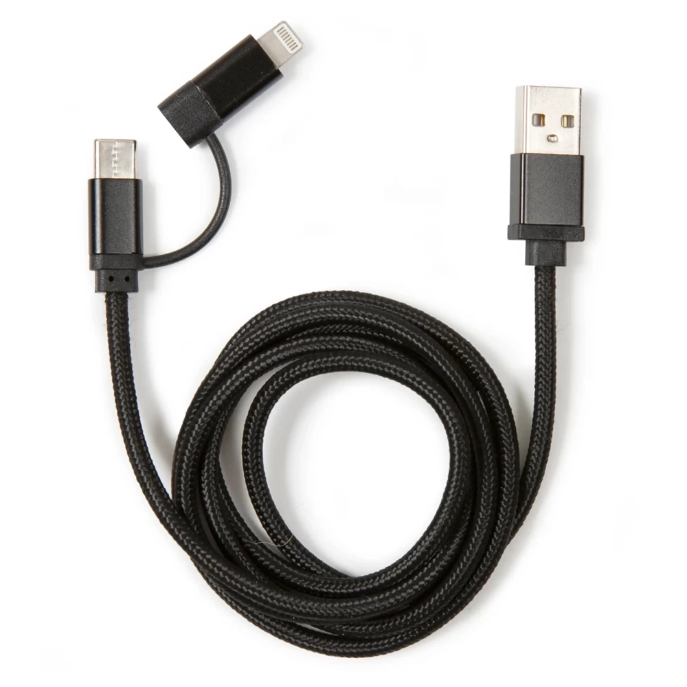 KIKKERLAND USB Lightning + USB Type C Átalakító Fekete 1m US237-BK