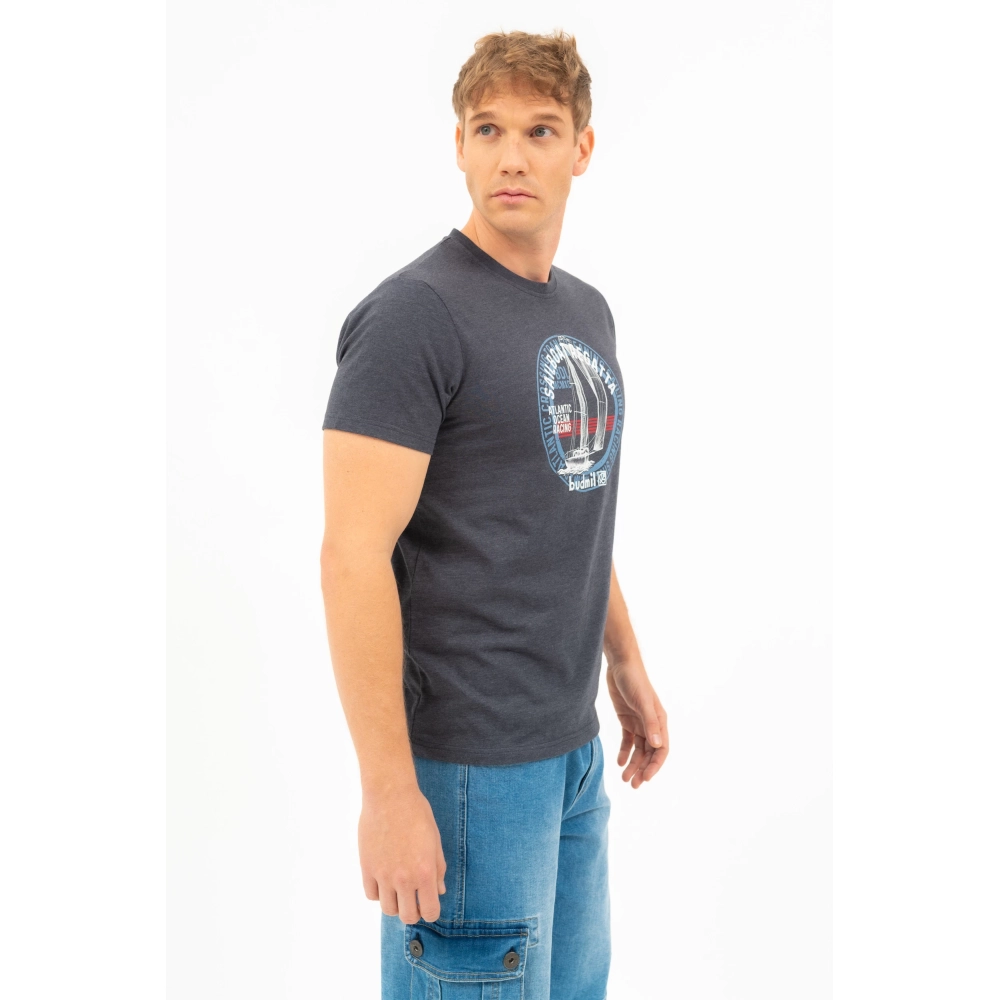 BUDMIL modern fit polo Man M s.kék-melír