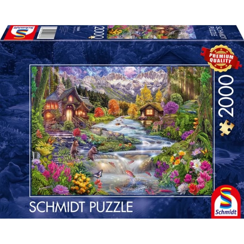 SCHMIDTSPIELE Puzzle játék 2000 darabos Idilli folyó a hegyekben