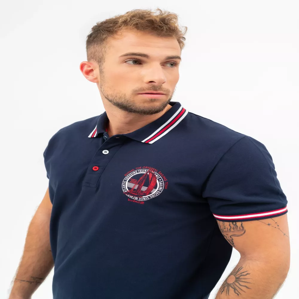 BUDMIL Modern fit collar polo Man L s.kék