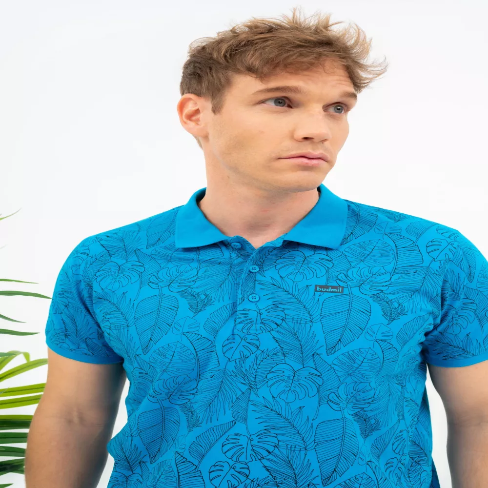 BUDMIL Modern fit collar polo Man L turcoise