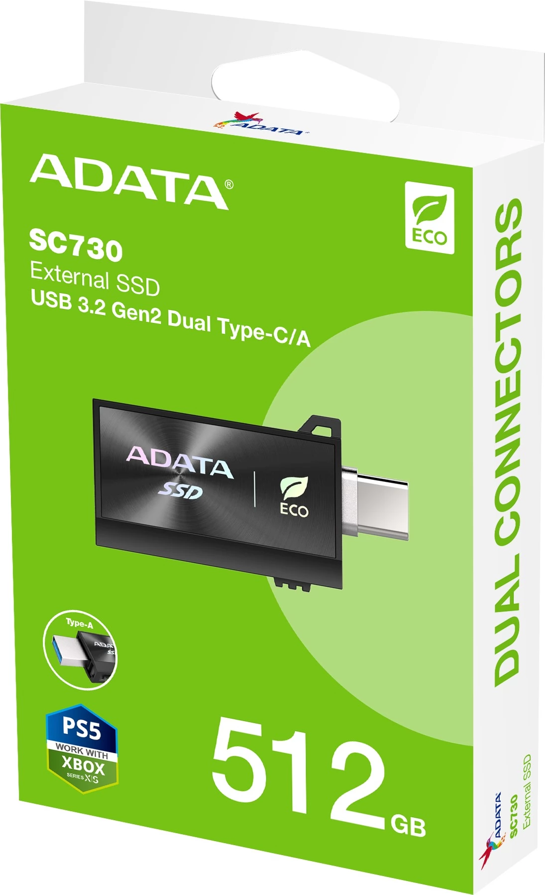 ADATA 512GB SC730 USB 3.1 + USB 3.1 Type C Black SC730-512G-CACTI ...