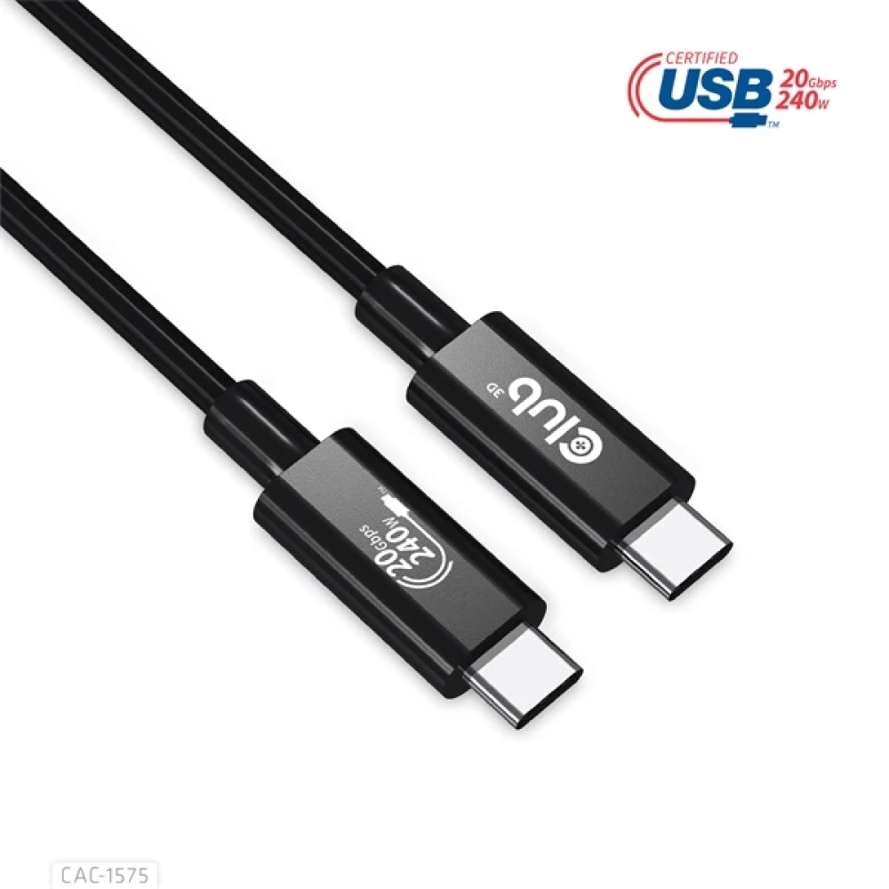 CLUB3D USB 4.0 Type C Connector Black 2m CAC-1575