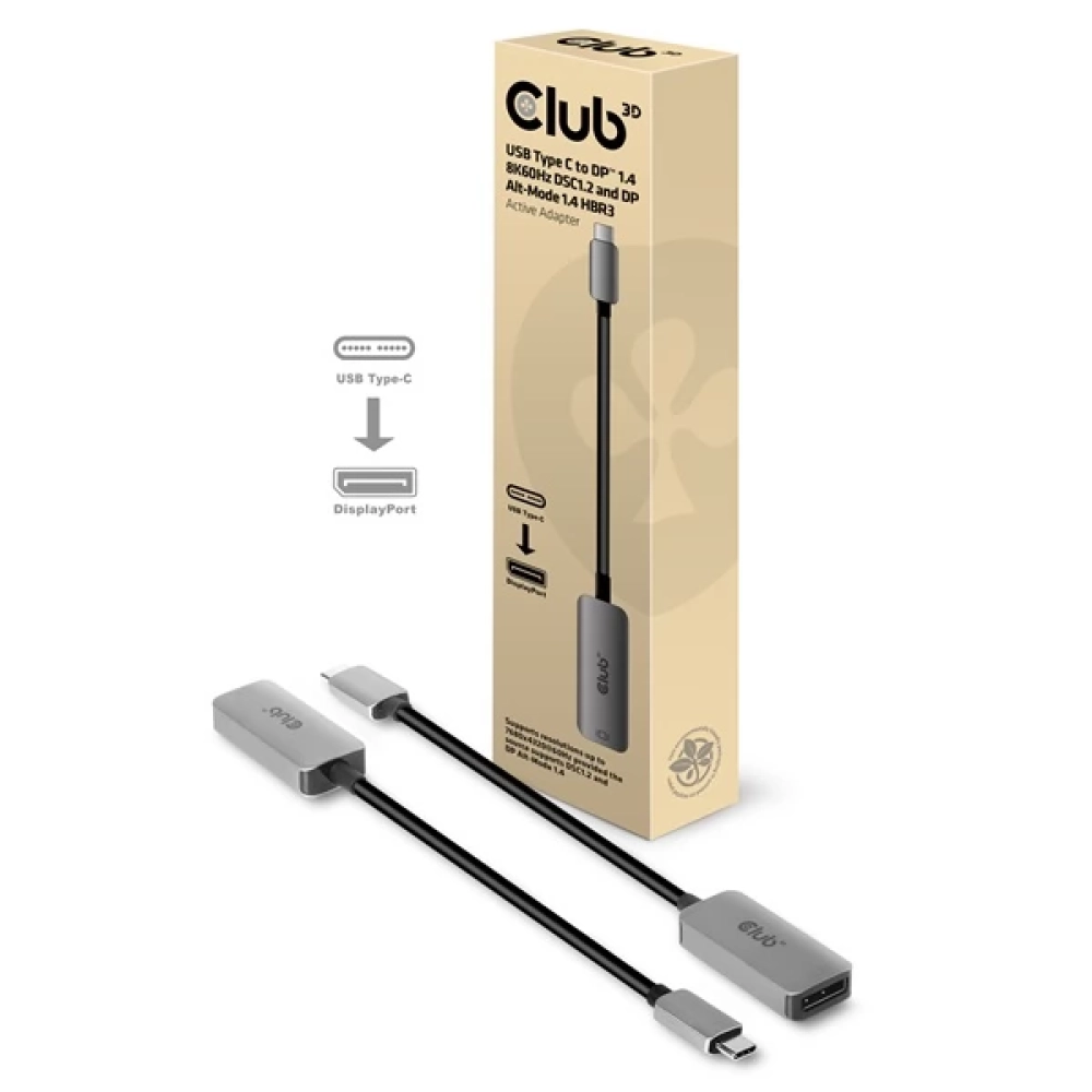 CLUB3D USB 3.1 Type C DisplayPort 1.4 Transformator Schwarz 22cm CAC-1567