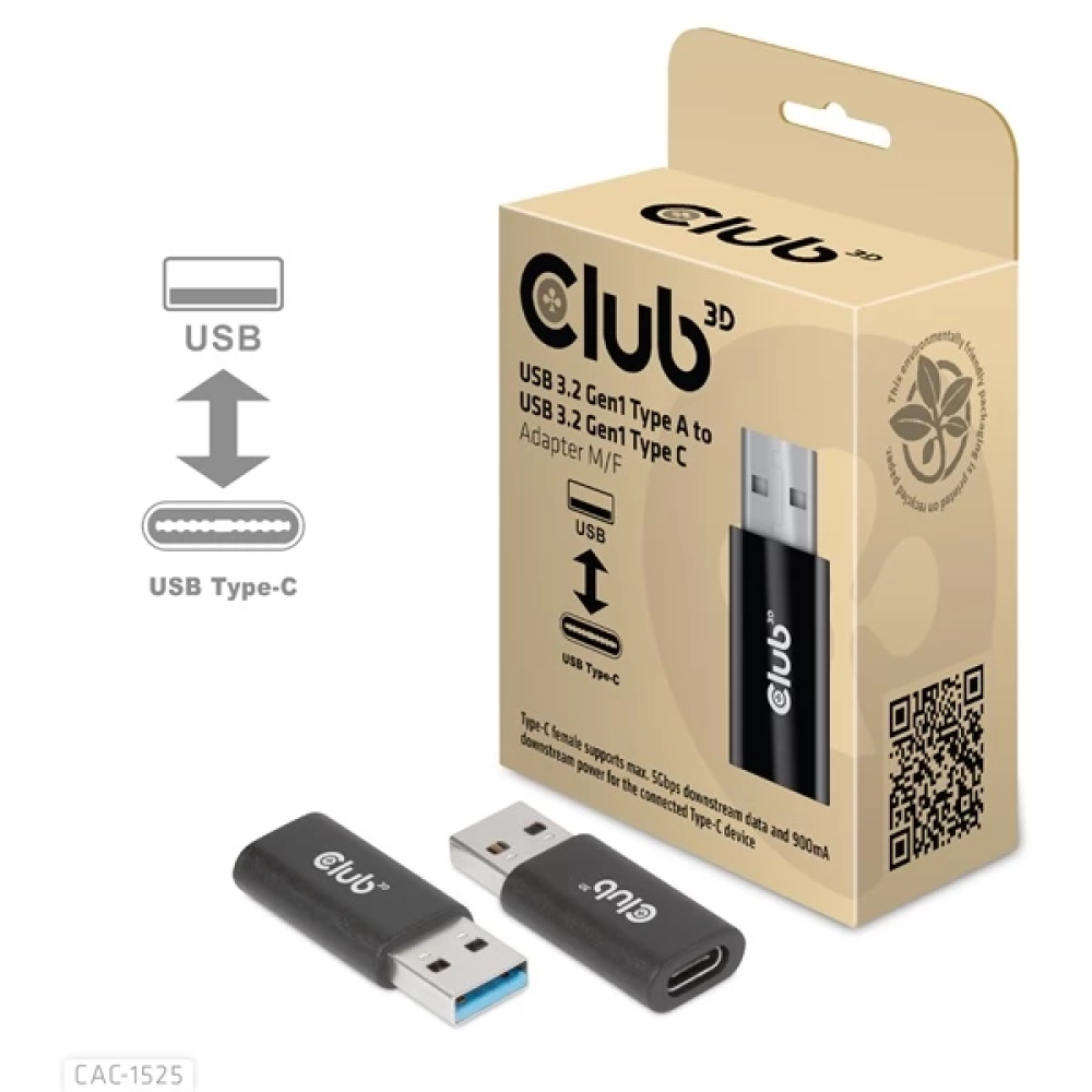 CLUB3D USB 3.0 USB 3.0 Type C Átalakító Fekete 3cm CAC-1525