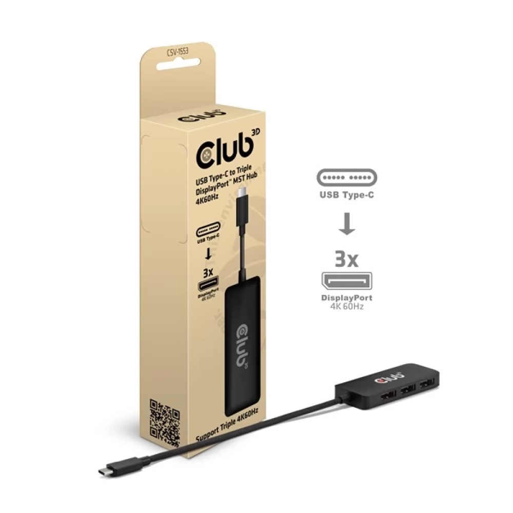 CLUB3D USB 3.0 Type C DisplayPort Transformator Schwarz 28cm CSV-1553