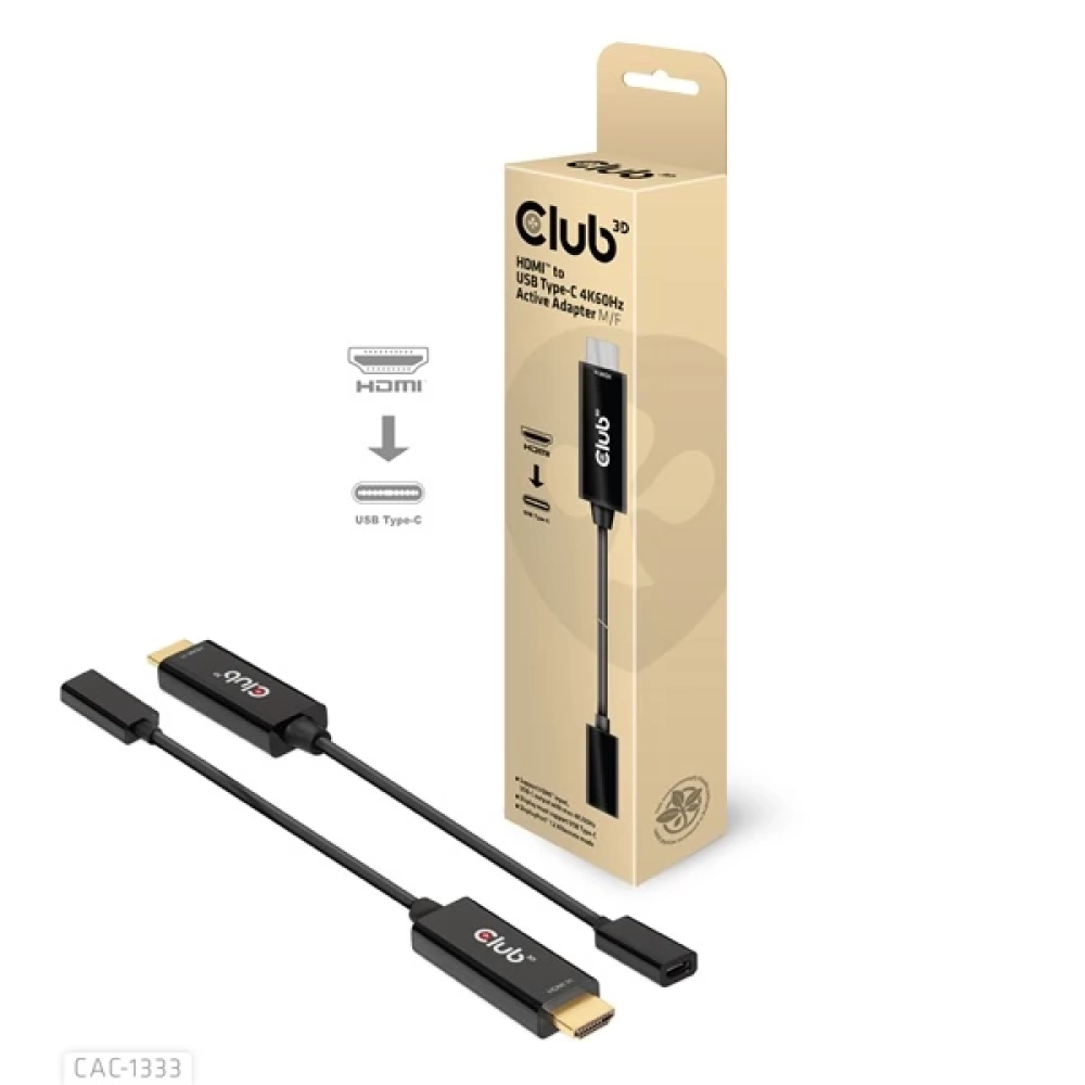 CLUB3D HDMI 2.0 USB 3.0 Type C Transformator Schwarz 12cm CAC-1333 - BULK