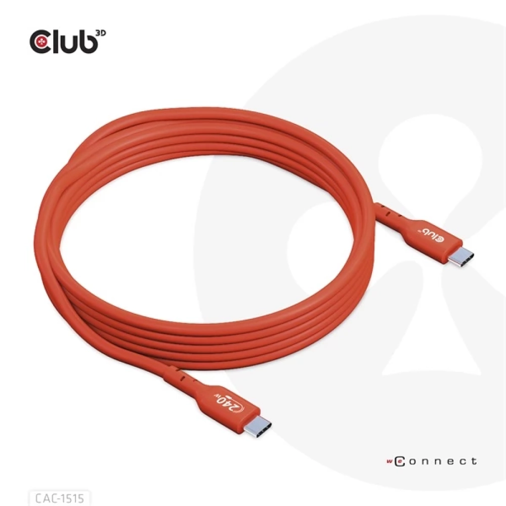 CLUB3D USB 2.0 Type C Connector Red 4m CAC-1515