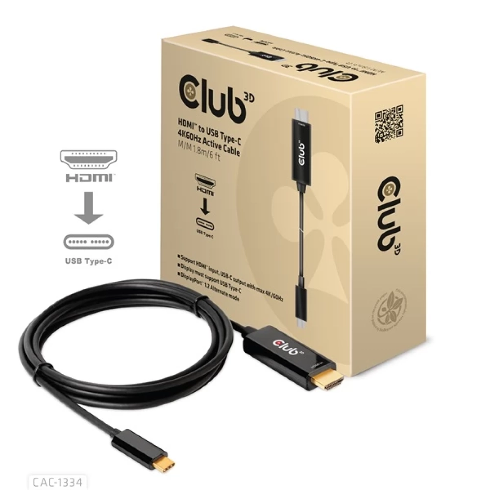 CLUB3D USB 2.0 Type C HDMI Converter Black 1.8m CAC-1334