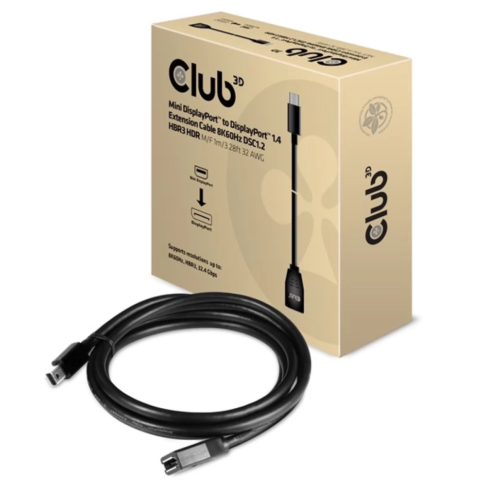 CLUB3D Mini DisplayPort 1.4 Transformator Schwarz 1m CAC-1121