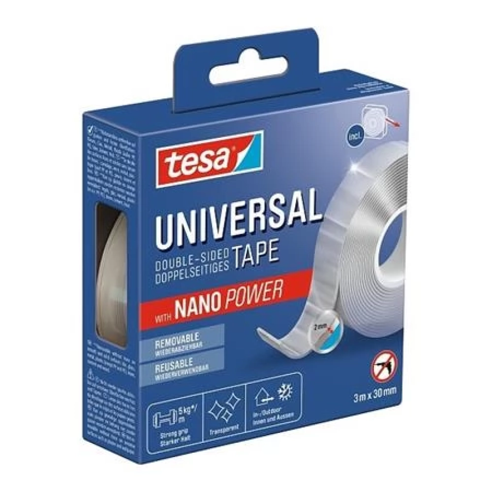 TESA Universal Nanotape Ragasztószalag kétoldalas átlátszó 30mm x 3m