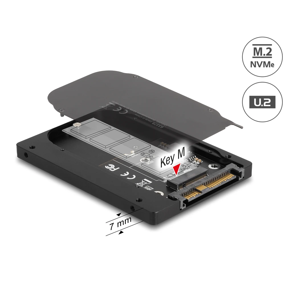 DELOCK 63379 2.5" U.2 SFF-8639 - M.2 PCIe (M kulcs) átalakító fekete