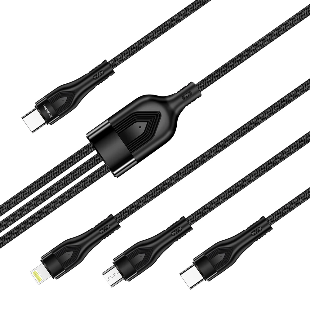 COLORWAY USB 2.0 Type C Lightning + Micro USB + USB Type C transformator Crno 1.2m CW-CBPDU3060-BK