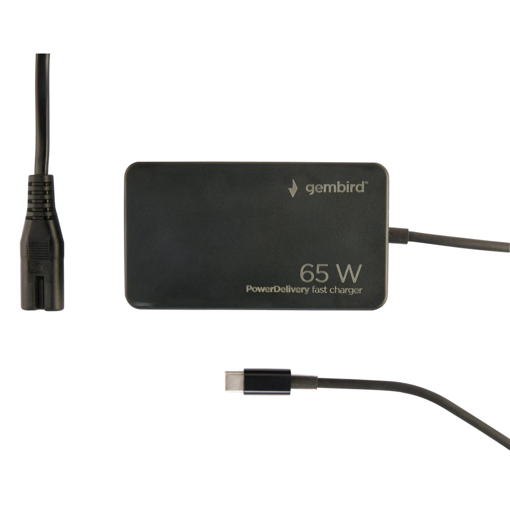 GEMBIRD 65 W PowerDelivery GaN USB Type-C fast charger fekete