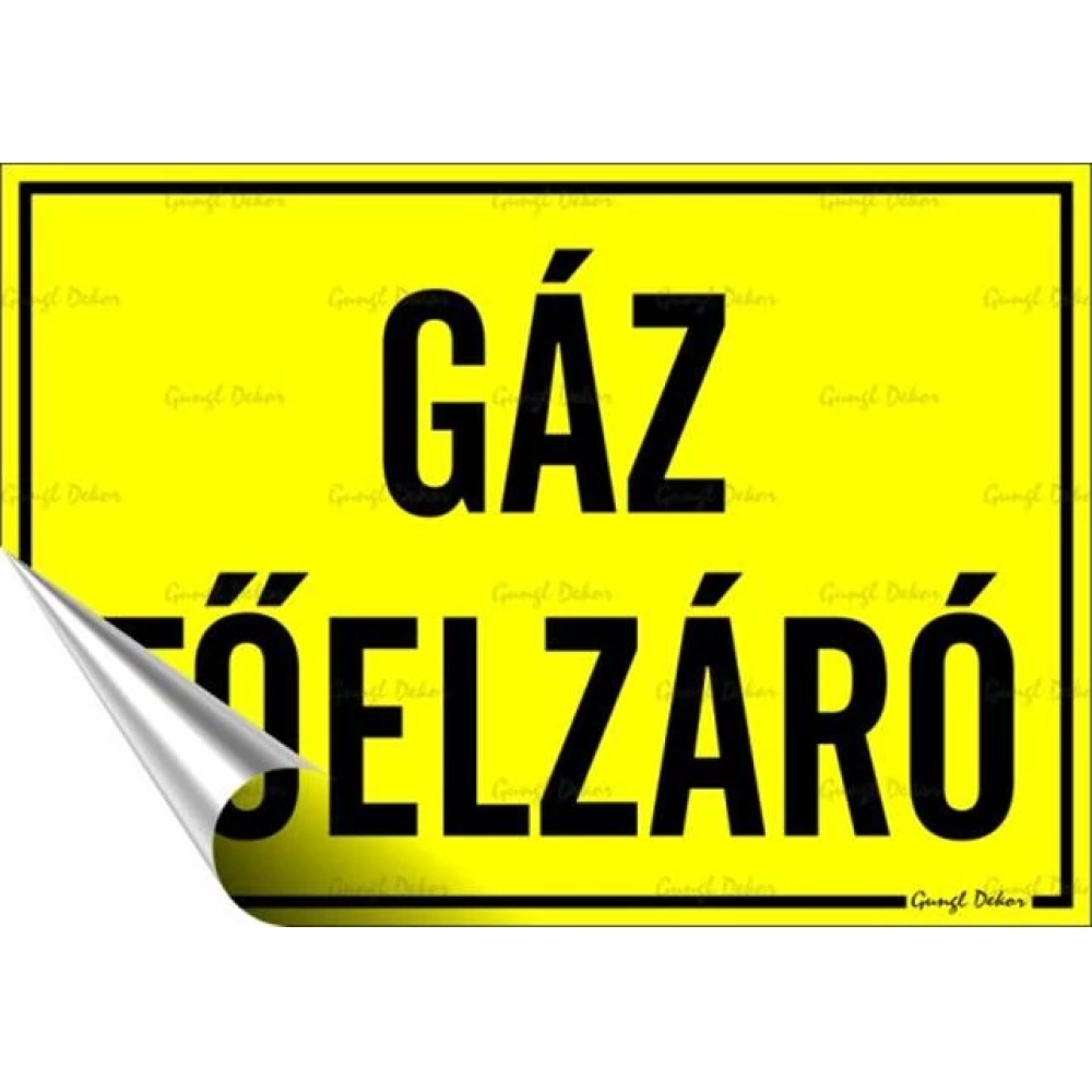 Információs sticker 11.6x16.6cm Gas főelzáró