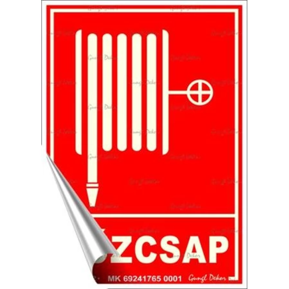 Információs sticker 12.5x17.5cm fluorescent utánvilágítós Tűzcsap