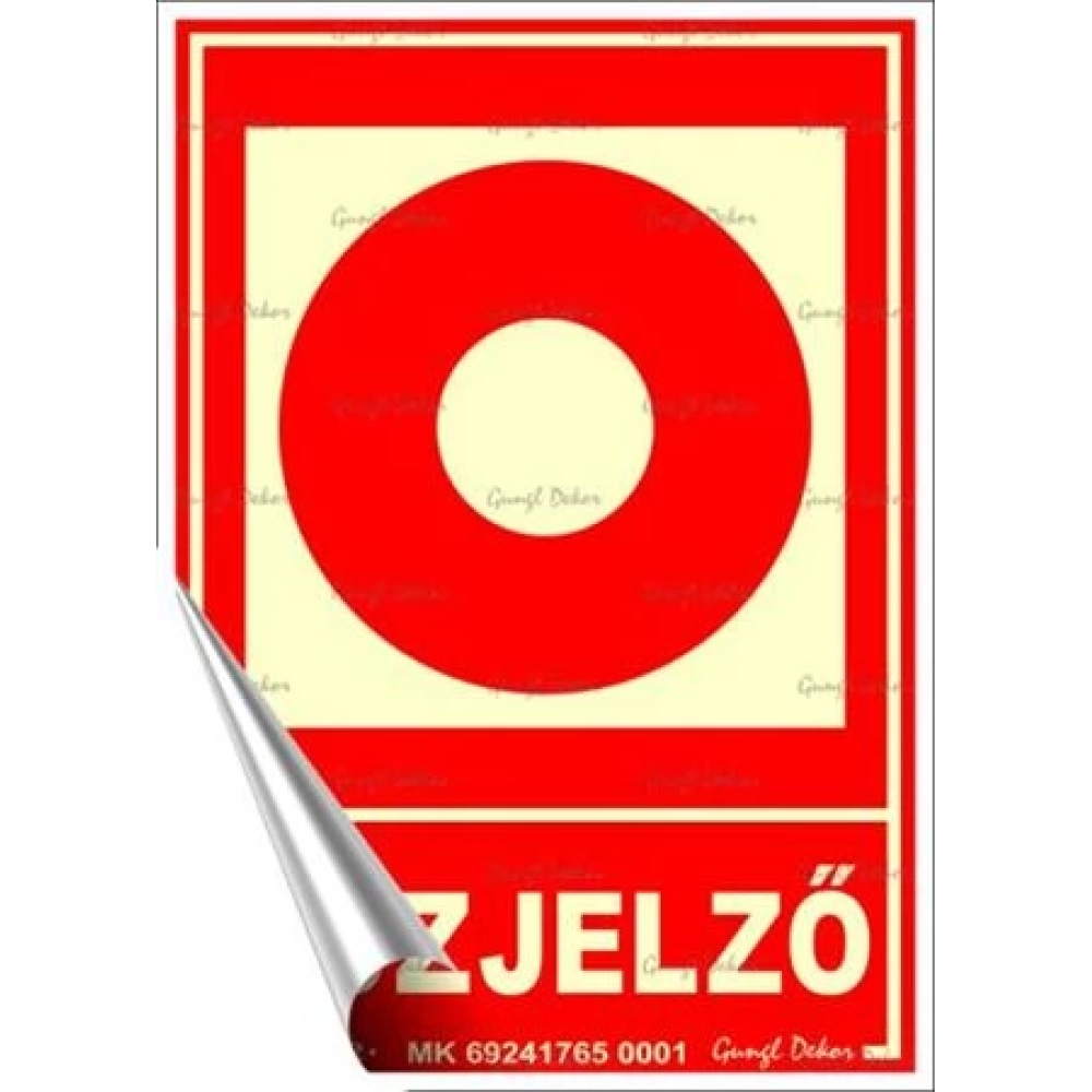 Információs sticker 12.5x17.5cm fluorescent utánvilágítós Fire alarm
