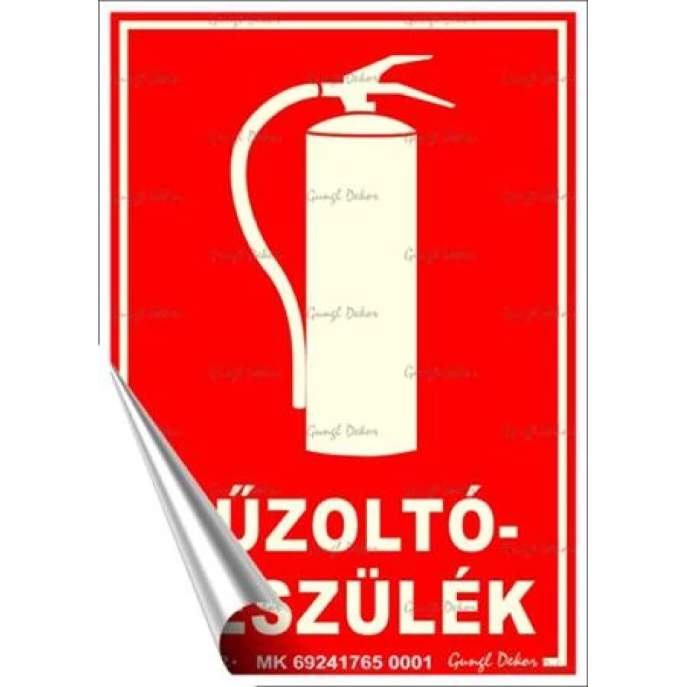 Információs sticker 12.5x17.5cm fluorescent utánvilágítós Fire extinguisher