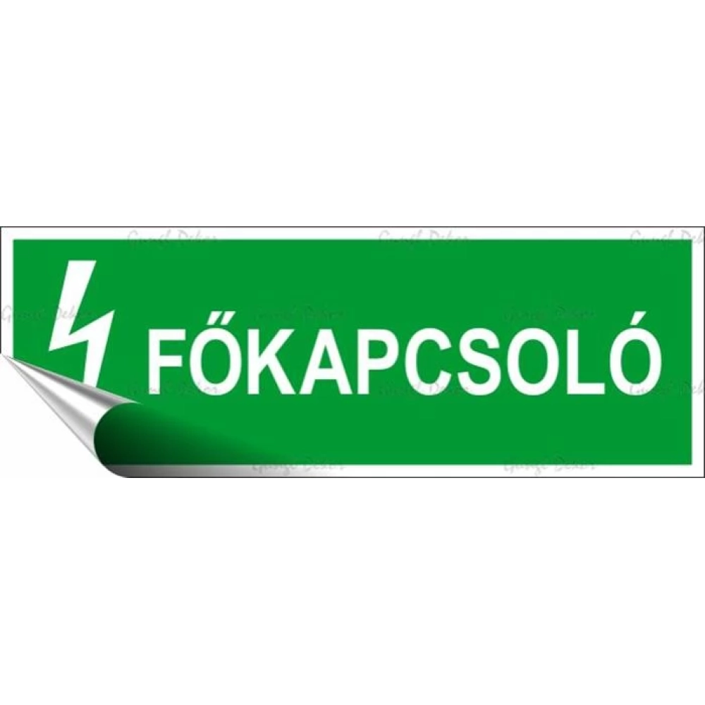Információs sticker 14x5cm Főkapcsoló