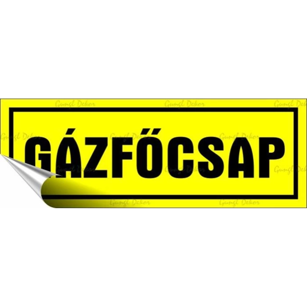 Információs sticker 14x5cm Gázfőcsap