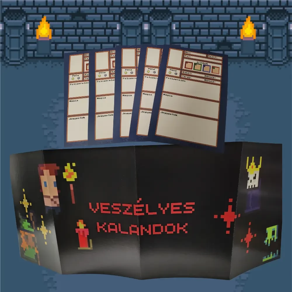 ROLLINS PUBLISHER Veszélyes Kalandok szerepjáték JM paraván és karakterlapok