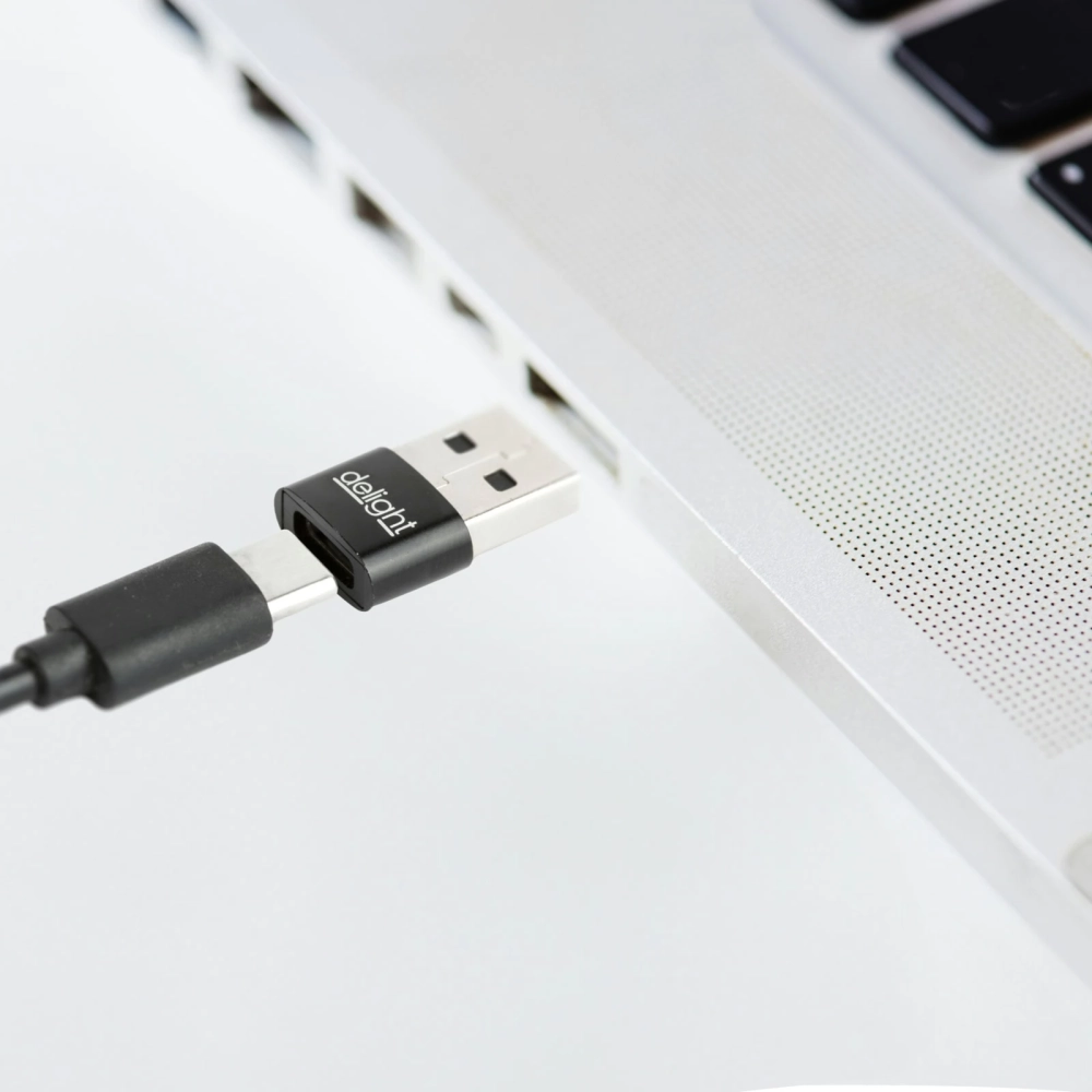 DELIGHT USB 2.0 Type C Átalakító Fekete 3cm 55556BK