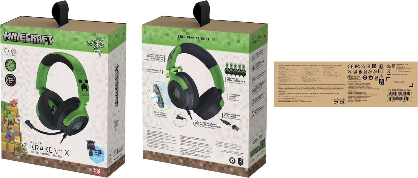RAZER Kraken V4 X negru-verde Minecraft Edition - iPon.ro