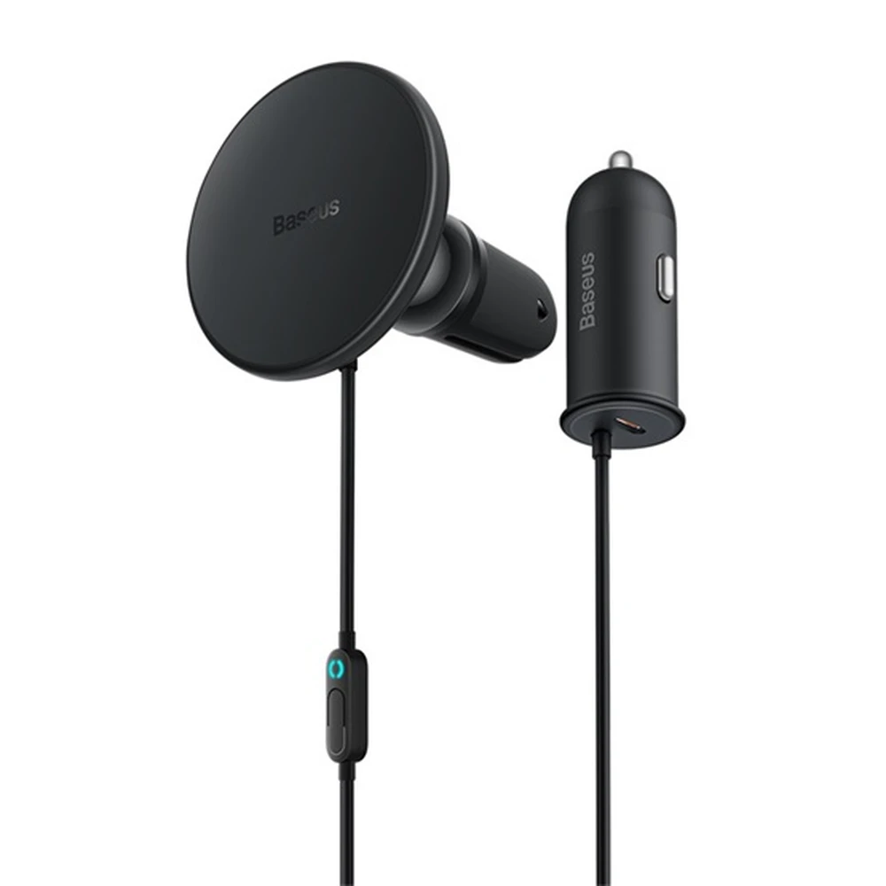 BASEUS CW01 auto držač (szellőzőre 15W wireless MagSafe + auto punjač Type-C aljzat) FEKETE