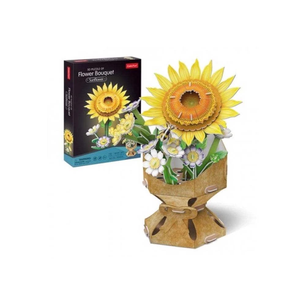 CUBICFUN 3D puzzle játék 102 darabos Virágcsokor napraforgóval