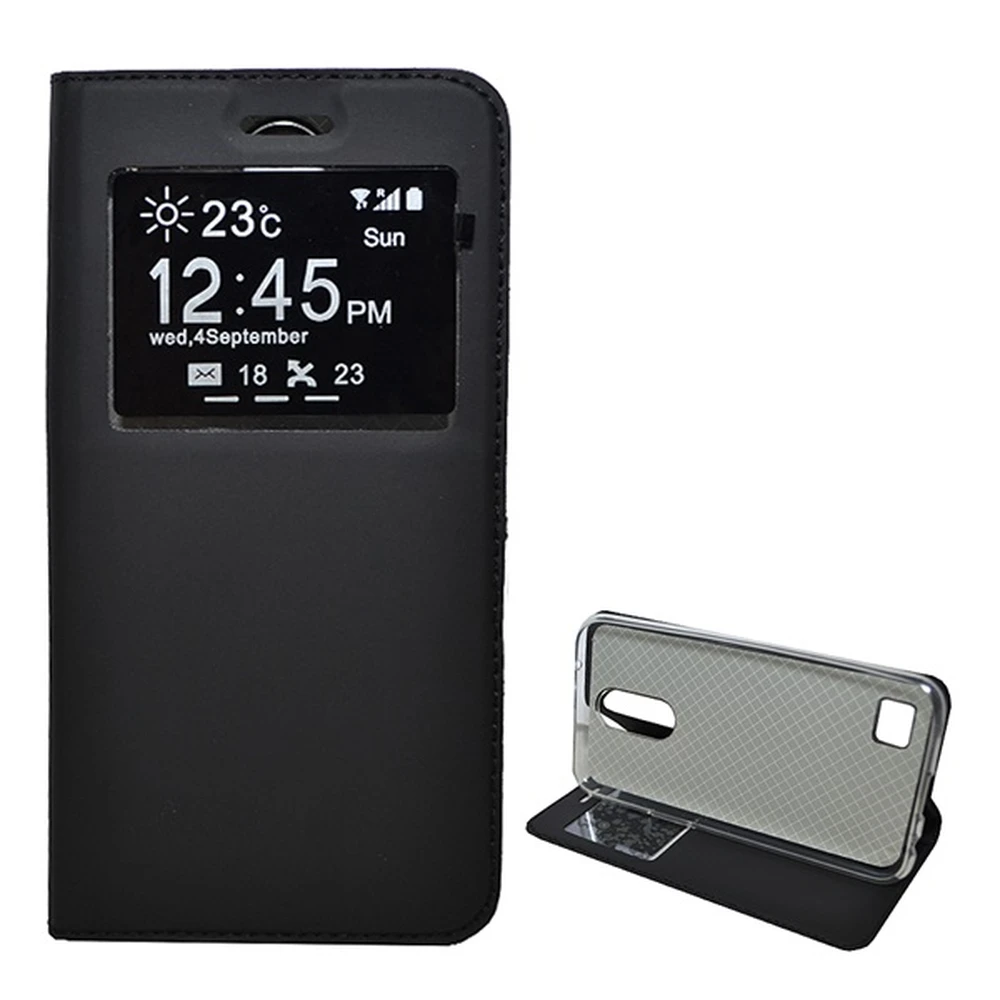 GIGAPACK lg k10 (2017) case standing Skin effect flip Glass black