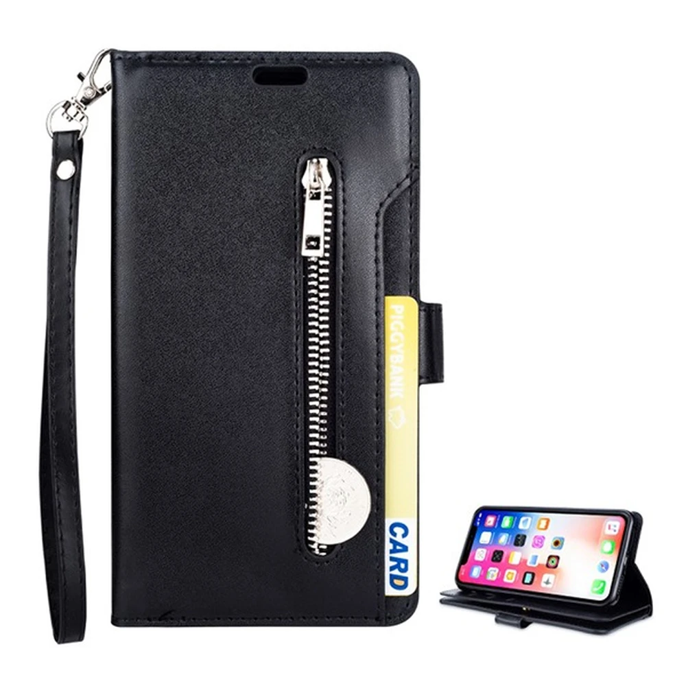 GIGAPACK iphone xs max 6.5 case standing Skin effect flip Strap black