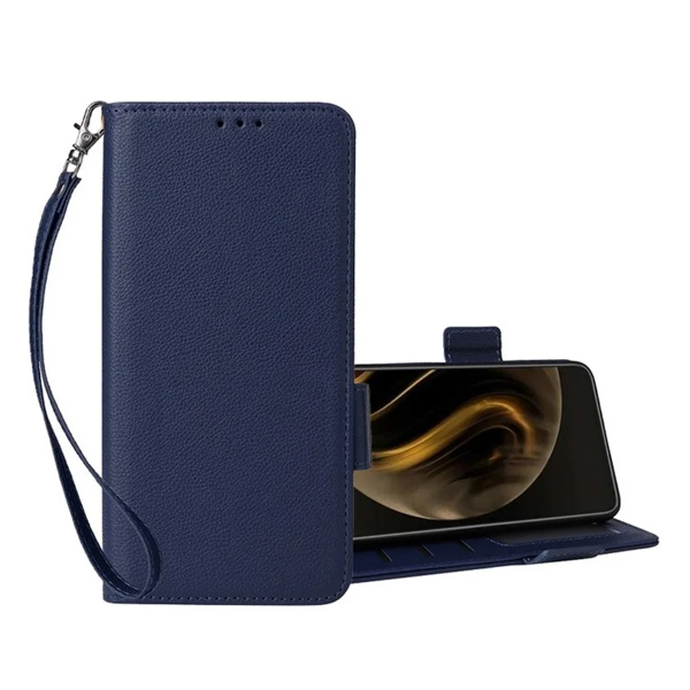 GIGAPACK zte blade a72s 4g case standing Skin effect flip premium + Strap dark blue